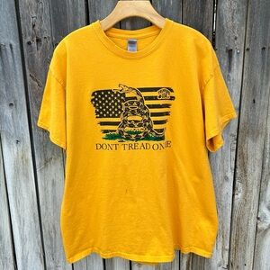 Don’t Tread On Me Graphic Print Tee Shirt Cotton Yellow XL